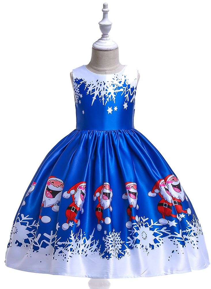 D'Daniela Blue and White Xmas Festive Dress - Image 1