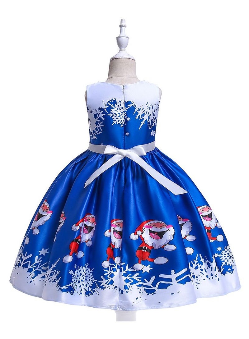 D'Daniela Blue and White Xmas Festive Dress - Image 2