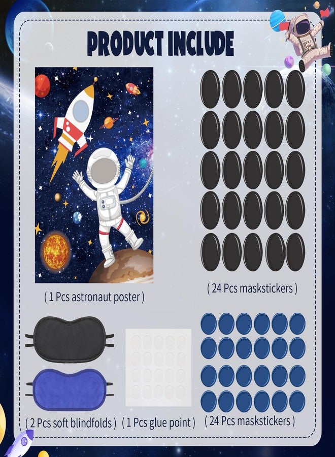 نيزيو مجموعة ألعاب الفضاء الخارجي (52 قطعة): قناع دبوس على رائد الفضاء، ملصق لعبة رائد الفضاء مع عصابات للعينين وملصقات، مثالية لحفلات أعياد ميلاد الأطفال ذات طابع النظام الشمسي والفضاء. - Image 4