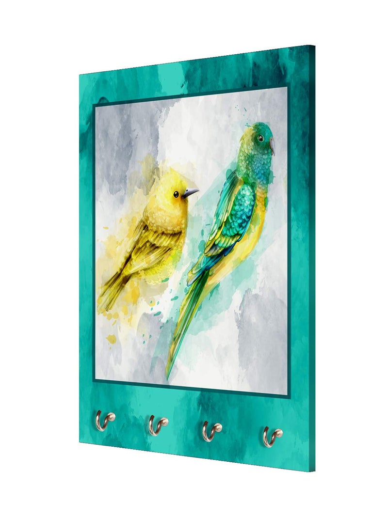 999STORE hook keychain holder wall mount hanger organizer Parrot And Sparrow key stand for wall (MDF_7.5X12 Inch_Multi) KeyholderP134 - Image 3