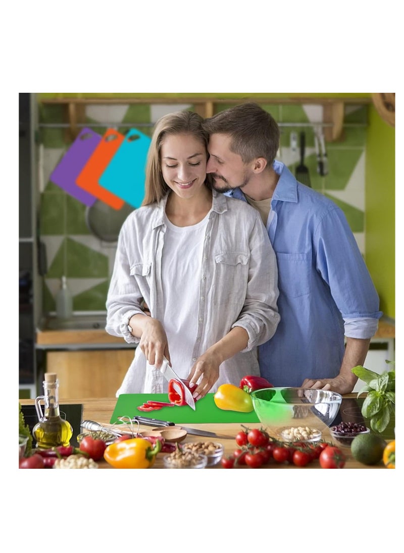 Excefore - Flexible Plastic Cutting Board Mats, Set of 6 Colorful Chopping Boards, Cutting Boards for Kitchen Dishwasher Safe, Cutting Mat For Cooking with Food Icons Kitchen Gifts - Image 1