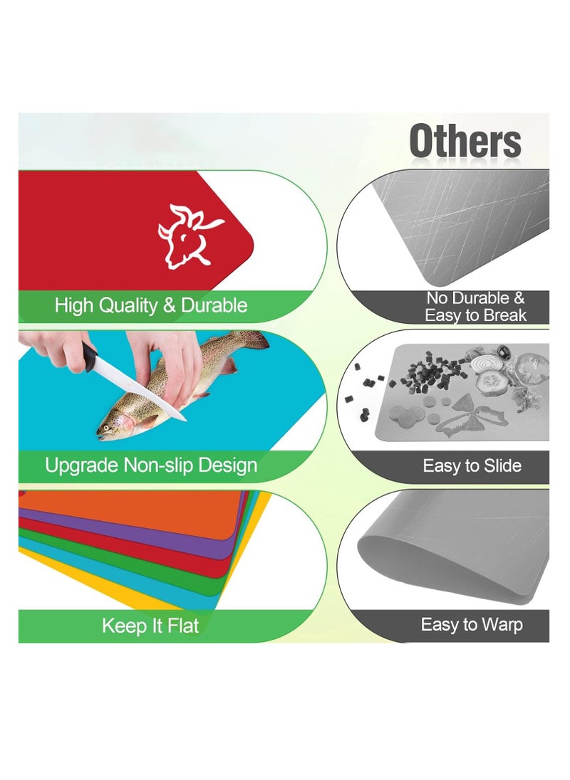 Excefore - Flexible Plastic Cutting Board Mats, Set of 6 Colorful Chopping Boards, Cutting Boards for Kitchen Dishwasher Safe, Cutting Mat For Cooking with Food Icons Kitchen Gifts - Image 1