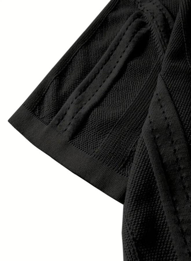 تايك تو قميص محبوك بارز الملمس بياقة واسعة - Image 5