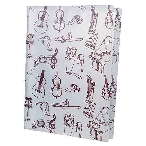 PUNK Music Sheet File Paper Storage Folder Documents Holder Blank Sheet Files Plastic A4 Size 40 Pockets (Music Instrument White) - Image 1