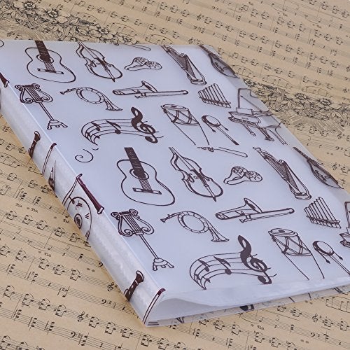 PUNK Music Sheet File Paper Storage Folder Documents Holder Blank Sheet Files Plastic A4 Size 40 Pockets (Music Instrument White) - Image 2