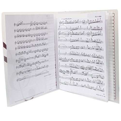 PUNK Music Sheet File Paper Storage Folder Documents Holder Blank Sheet Files Plastic A4 Size 40 Pockets (Music Instrument White) - Image 5
