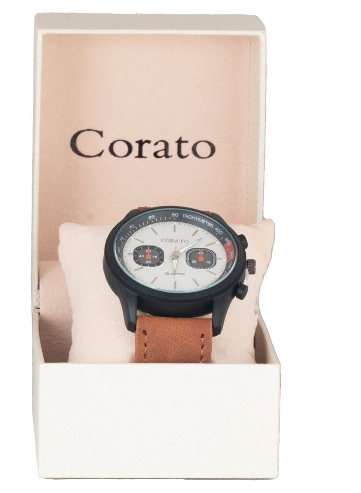 كوراتو ساعة  كوراتو جلد البني كوارتز - Image 3