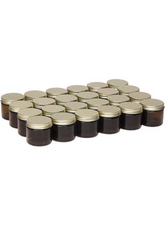 North Mountain Supply North Mountain Supply 2 Ounce Amber Glass Straight Sided Spice/Canning Jars - with 53mm Gold Metal Lids - Case of 24 