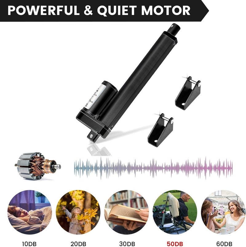 DC HOUSE 8 Inch Linear Actuator Motor 1000N DC12V with Mounting Brackets - Image 5