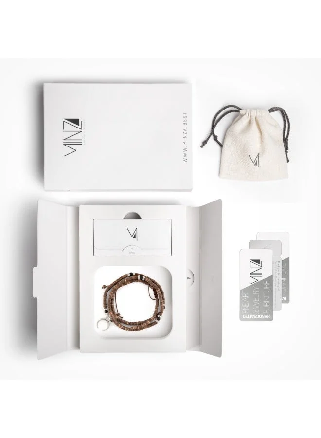 Minza  Minza " Maui " Pure 925 Sterling Silver, Ebony & Onyx Stones, Handmade Necklace for Men, Pendant and Beaded Necklace, 5.800 grams of Silver, Jewelry for Casual & Special Occasion for Men | Best Price UAE