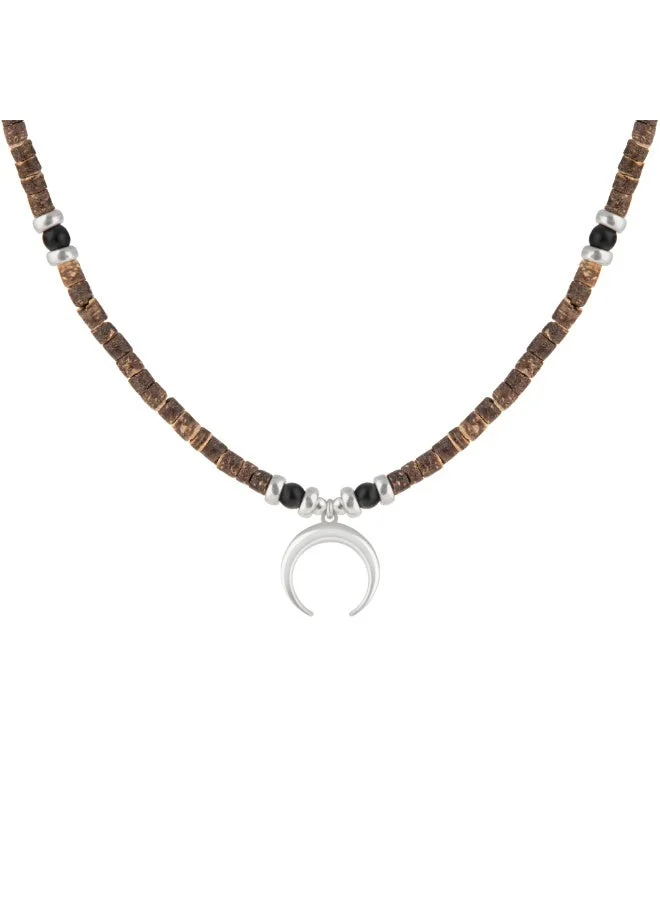 Minza Minza " Maui " Pure 925 Sterling Silver, Ebony & Onyx Stones, Handmade Necklace for Men, Pendant and Beaded Necklace, 5.800 grams of Silver, Jewelry for Casual & Special Occasion