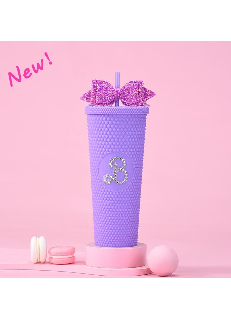 xozgdovg Double sippy cup 710ml purple A (stick diamond)- bow tie 