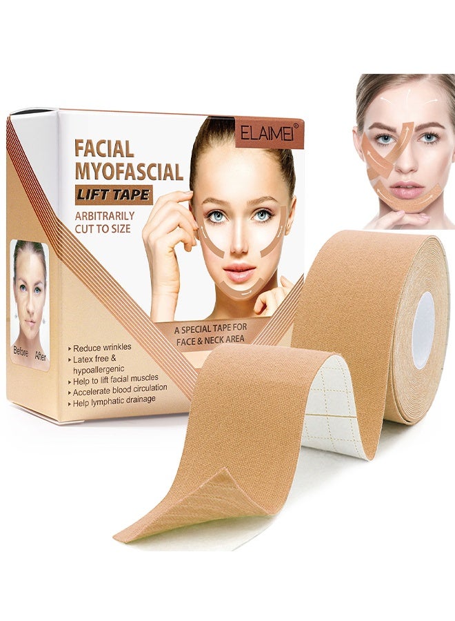 Elaimei Facial Myofascial Lift Tape, Face Lift Tape, Facial Myofascial Lift Tape, Rolls Anti Wrinkle Facial Patches For Face Lifting, Anti Aging Tape, Face Toning Belts, Unisex Neck Lift Tape For Firming And Tightening Skin - Image 1