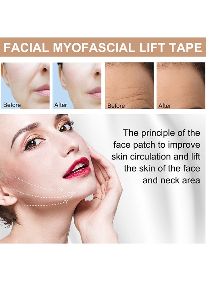 Elaimei Facial Myofascial Lift Tape, Face Lift Tape, Facial Myofascial Lift Tape, Rolls Anti Wrinkle Facial Patches For Face Lifting, Anti Aging Tape, Face Toning Belts, Unisex Neck Lift Tape For Firming And Tightening Skin - Image 3