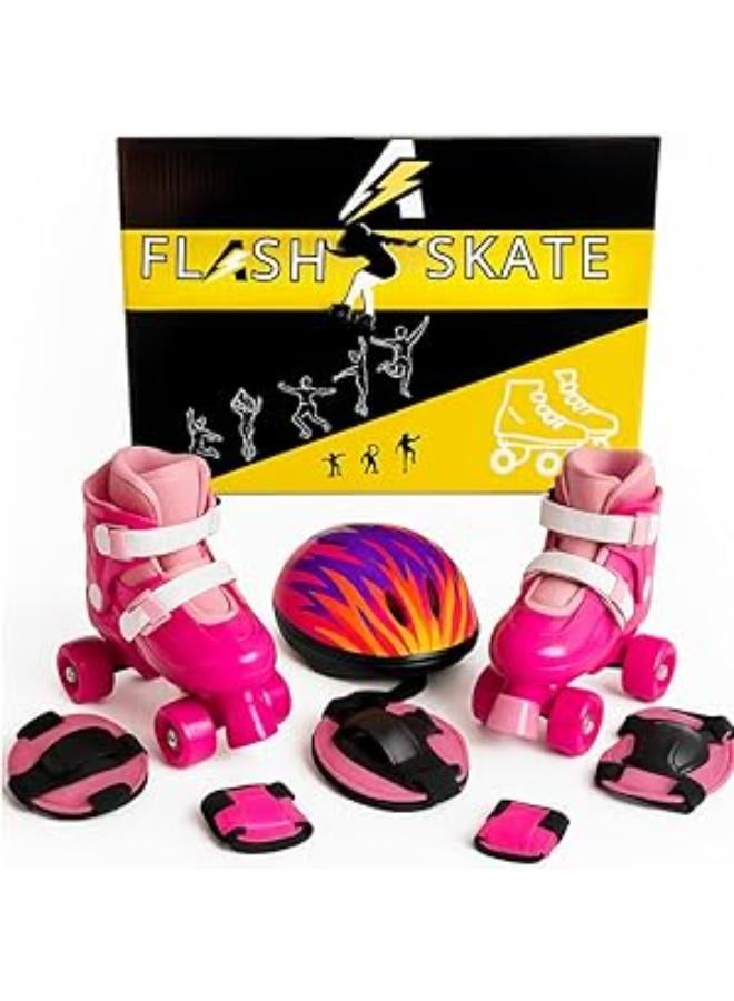 Kids Roller Skates with Protective Gear Set, 2 Rows model 20262026 (PINK, M 3539)