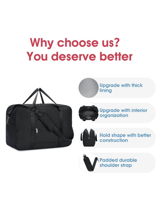 Narwey Carry on luaggage 22x14x9 Airlines Approved Foldable Carry on Bag Travel Duffel Packable Duffle Overnight for Women and Men 40L (Black) - Image 4