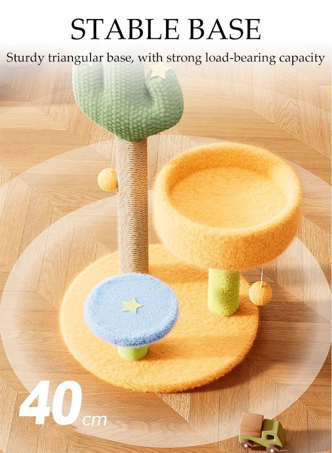 DUNISO Multifunctional Creative Cactus Cat Climbing Frame Plant Style Cat Play Tower with Premium Sisal Rope Easy to Assemble Multi Level Platform Cat Tree with 2 Interactive Dangling Balls - Image 3