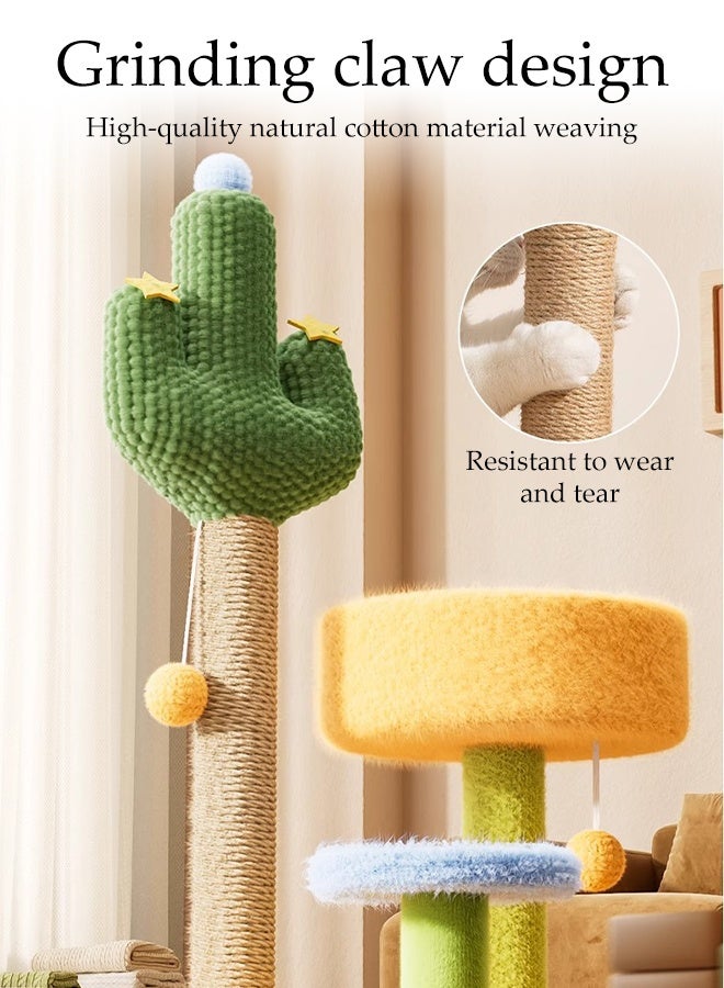 DUNISO Multifunctional Creative Cactus Cat Climbing Frame Plant Style Cat Play Tower with Premium Sisal Rope Easy to Assemble Multi Level Platform Cat Tree with 2 Interactive Dangling Balls - Image 2