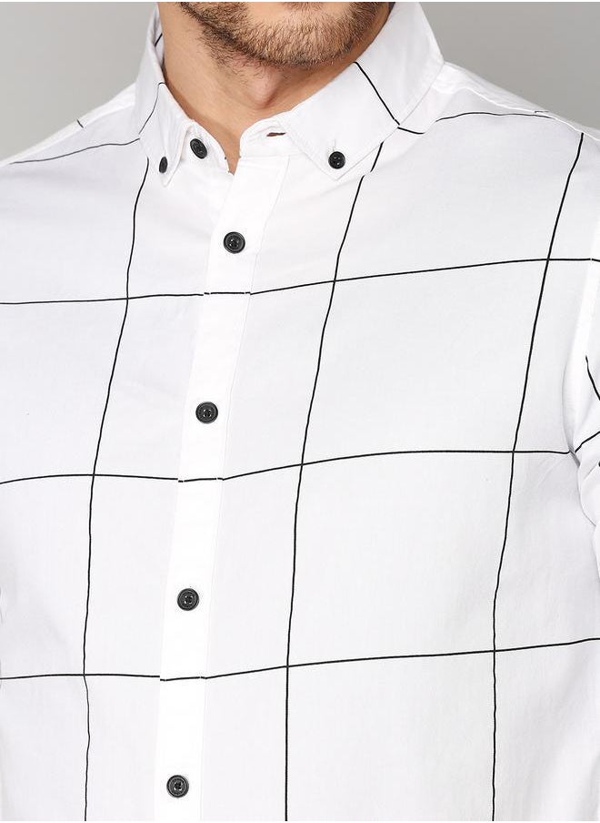 Dennis Lingo Slim Fit White Men's Solid Shirt, Spread Collar, Full Sleeves, 100% Cotton,  - Image 2