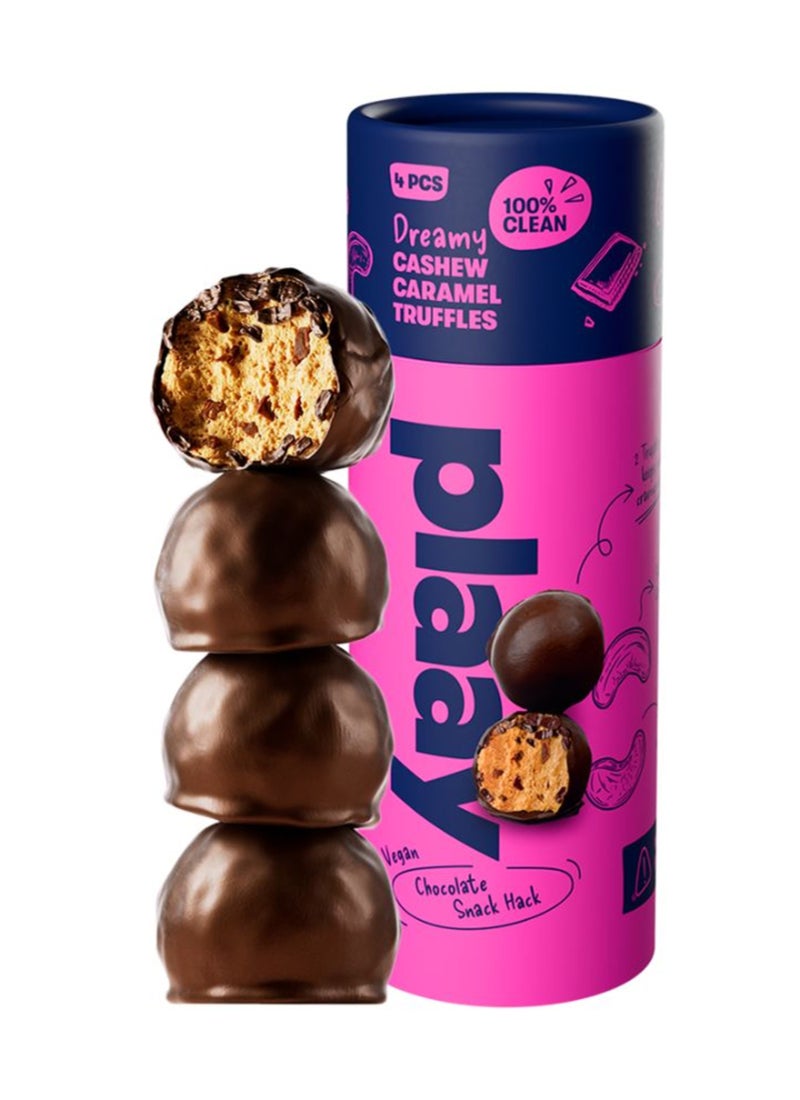 Plaay Cashew Caramel Chocolate Truffles 60g (4pcs - 7g Protein) - Image 1