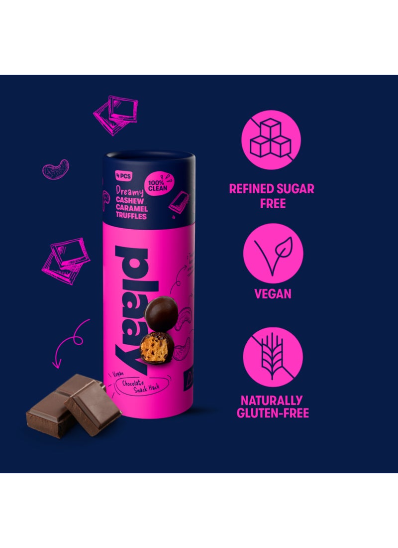 Plaay Cashew Caramel Chocolate Truffles 60g (4pcs - 7g Protein) - Image 4