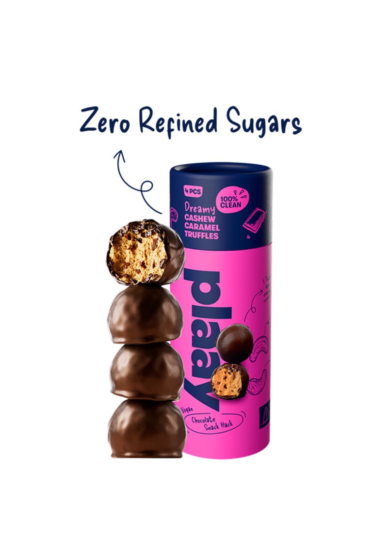 Plaay Cashew Caramel Chocolate Truffles 60g (4pcs - 7g Protein) - Image 2