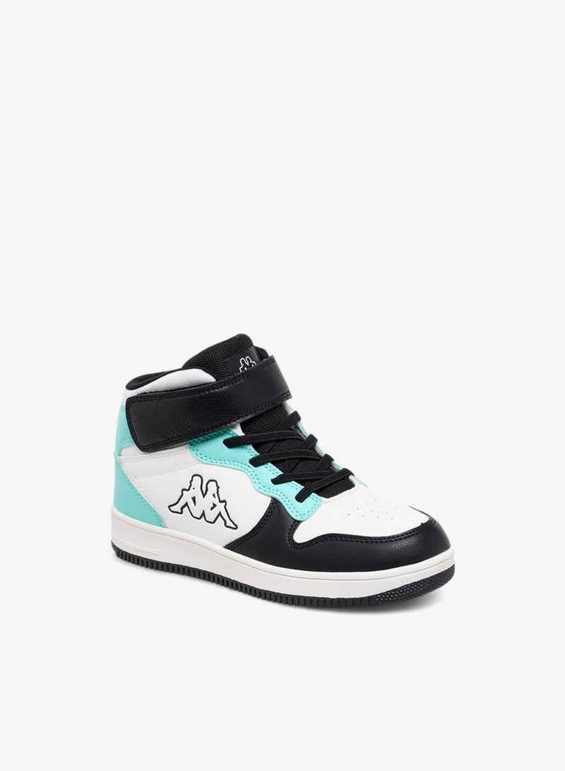 Kappa Kids' Colourblock High-Top Sneakers with Hook and Loop Closure - Image 2