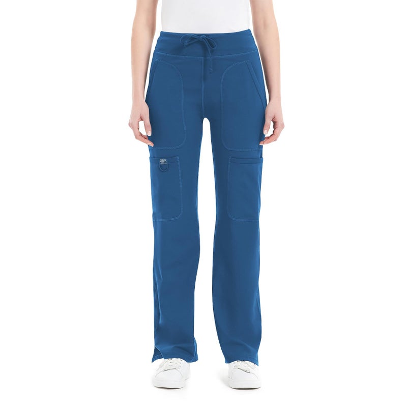 QBK Yoga Scrub Pants Women Mid Rise Yoga Work Pants- Five Pocket Cargo Scrub Pant (Medium, Royal Blue) - Image 4