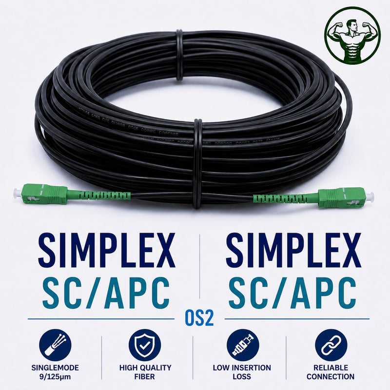Elfcam - كابل ألياف بصرية مدرع SC/APC إلى SC/APC أحادي النمط أحادي الألياف، متوافق مع كابلات FTTH (25 متر (82 قدم)) - Image 4