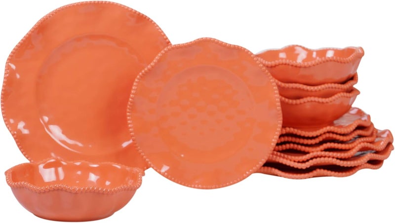 Certified International طقم أدوات مائدة ميلامين 12 قطعة من بيرليت المعتمدة لخدمة 4 أشخاص - Image 1