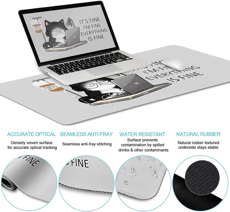 LIMKRIAN Cat Ergonomic Mouse Pad with Wrist Rest Desk Mat Sets Accessories, Cute Mouse Pads for Desk, Gaming Mouse Pad Wrist Support, Keyboard Mat Wrist Rest Cup Coaster Funny Office Desk Accessories - Image 4