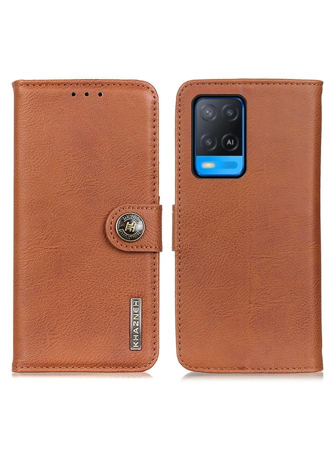 اس-توب جراب لهاتف OPPO A54 4G من KHAZNEH مصنوع من جلد البقر مع حامل وفتحات للبطاقات ومحفظة - Image 1