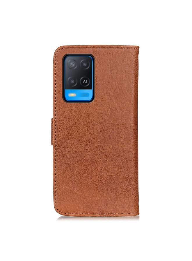 اس-توب جراب لهاتف OPPO A54 4G من KHAZNEH مصنوع من جلد البقر مع حامل وفتحات للبطاقات ومحفظة - Image 3