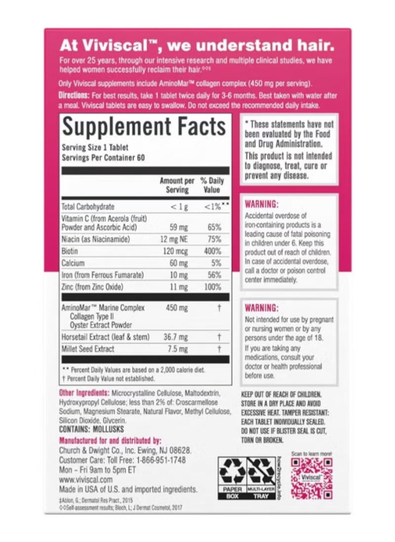 Viviscal - Woman Hair Health Supplements, 60 Tablets - Image 1
