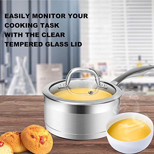 Duxtop Professional Stainless Steel Sauce Pan with Lid, Kitchen Cookware, Induction Pot with Impact-bonded Base Technology, 2.5 Quart - Image 4
