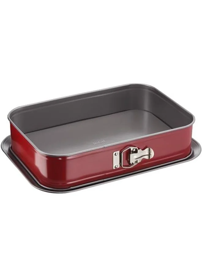 Tefal TEFAL Deli Bake Rectangular Springform 36x24cm Baking Pan, Red, Carbon Steel