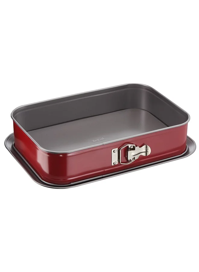 Tefal TEFAL Deli Bake Rectangular Springform 36x24cm Baking Pan, Red, Carbon Steel