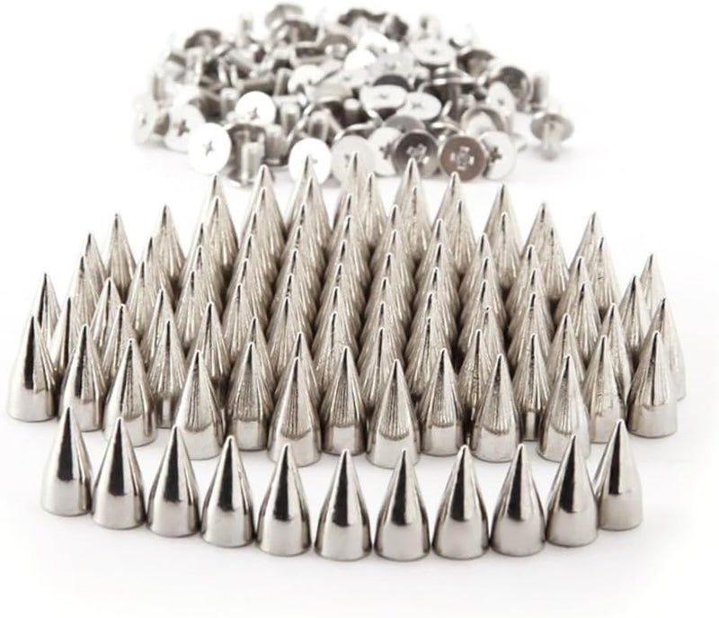 OSALADI 100pcs 7x14mm Metal Cone Spike Screwback Studs for DIY Leather Craft Punk Style Rivets Secure Fastening for Accessories and Clothing - Image 1