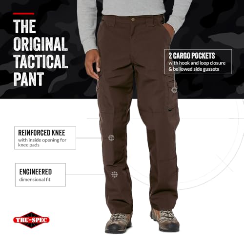 Tru-Spec 24-7 Original Tactical Pants - Water-Resistant Ripstop Cargo Work Pants for Men, Concealed Carry & Knee Pad Openings - Brown - 40W x 37L - Image 3