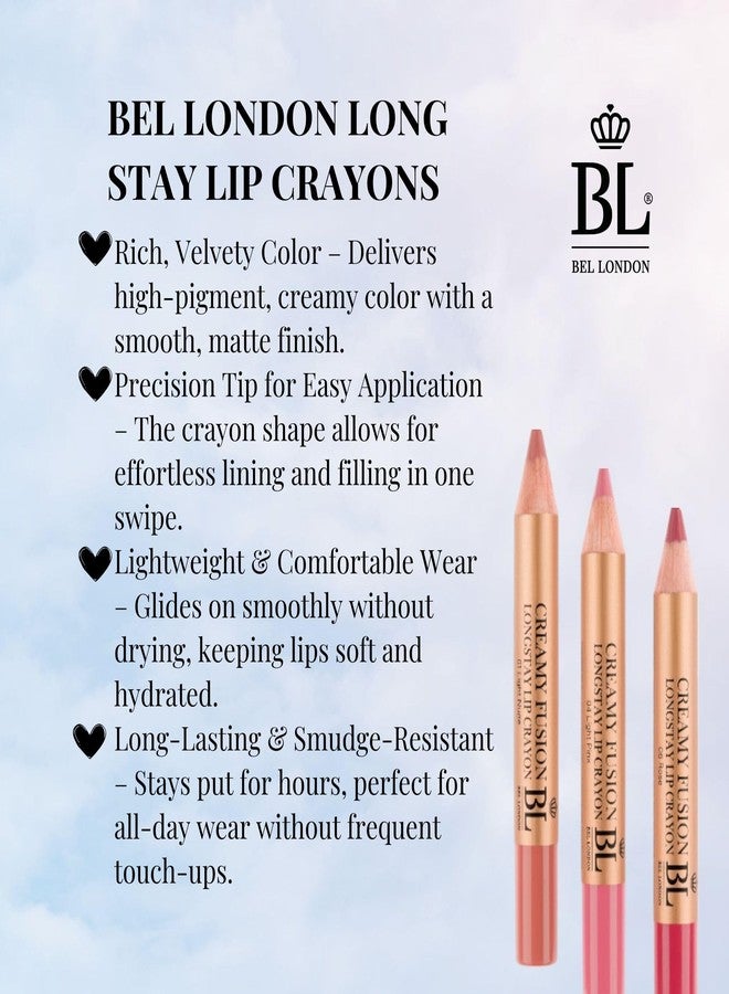 BL BEL London Creamy Fusion Lip Crayon | Ultra-Creamy, Hydrating Formula with Velvet Finish | 6 Gorgeous Shades | All-Day Wear, Rich Moisture, Smooth Application (03 Pink Nude, ) - Image 3