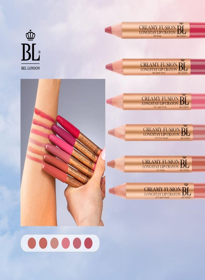 BL BEL London Creamy Fusion Lip Crayon | Ultra-Creamy, Hydrating Formula with Velvet Finish | 6 Gorgeous Shades | All-Day Wear, Rich Moisture, Smooth Application (03 Pink Nude, ) - Image 4