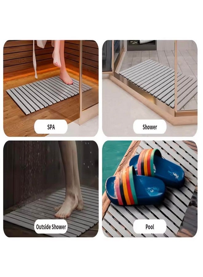 Eurotex Premium Shower Anti Slip Mat for Bathroom Floor, Striped Anti Skid, Stand up mat for Bath, Kitchen, Anti Bacterial (Grey, 1.5ft x 2ft) - Also Available in 5 Meter Roll-Polyvinyl Chloride (PVC) - Image 4