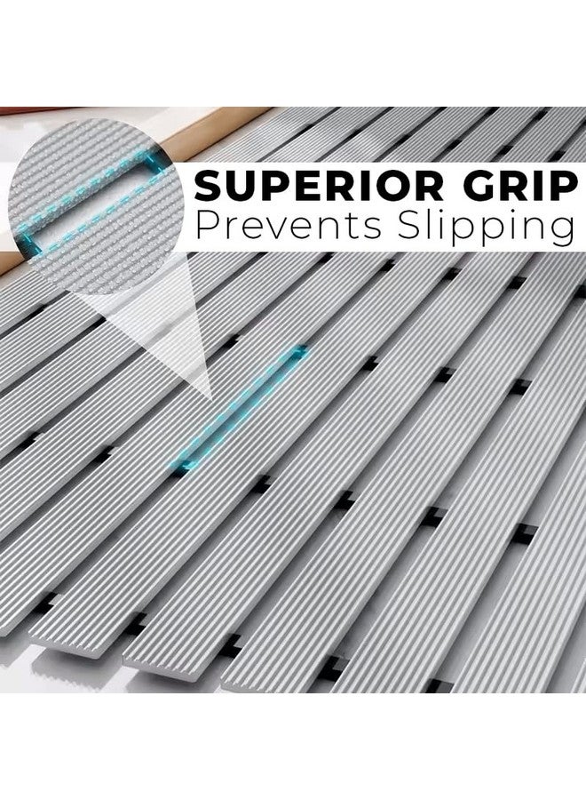 Eurotex Premium Shower Anti Slip Mat for Bathroom Floor, Striped Anti Skid, Stand up mat for Bath, Kitchen, Anti Bacterial (Grey, 1.5ft x 2ft) - Also Available in 5 Meter Roll-Polyvinyl Chloride (PVC) - Image 2