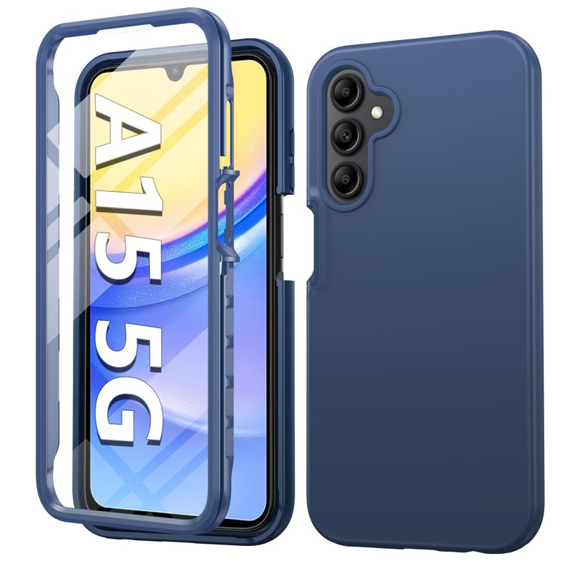 FNTCASE for Samsung Galaxy A15-5G Case: Phone Case with Built-in Screen Protector Protective Silicone Cell Phone Cover Rugged Shockproof Full Protection Slim Dual Layer Case for Men & Women Black - Image 1