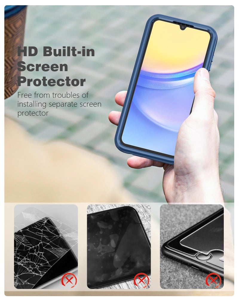 FNTCASE for Samsung Galaxy A15-5G Case: Phone Case with Built-in Screen Protector Protective Silicone Cell Phone Cover Rugged Shockproof Full Protection Slim Dual Layer Case for Men & Women Black - Image 5
