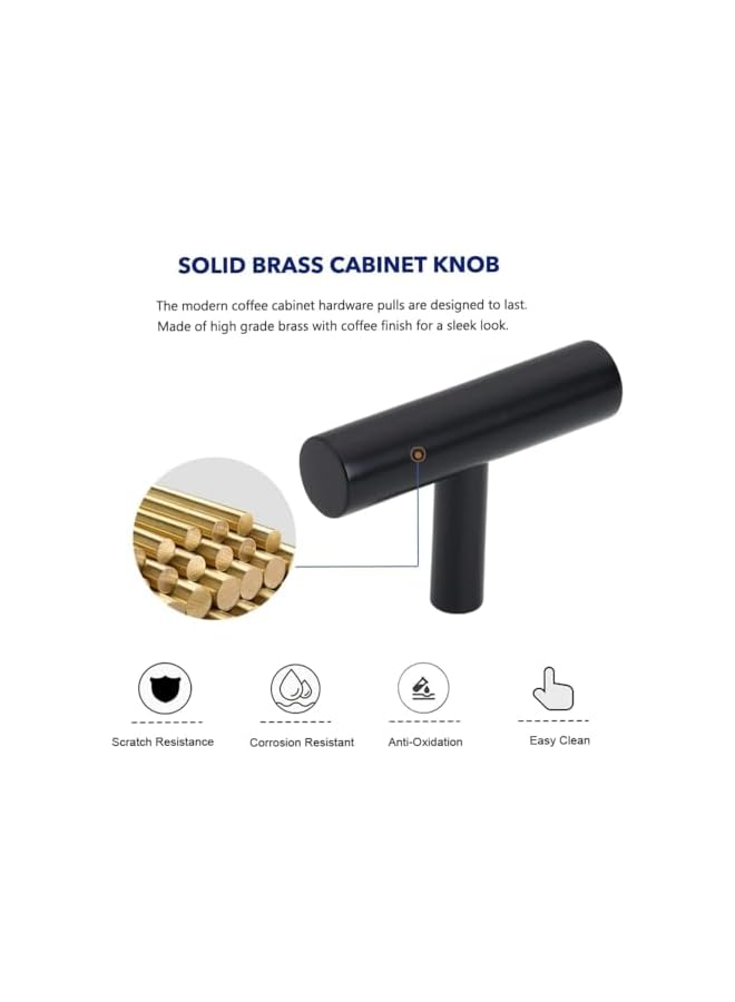 PROMASS promass 5 Pack Stainless Steel T-Bar Cabinet Knob Handle with Screws for Kitchen, Door, Bedroom Cabinet(Black) - Image 3