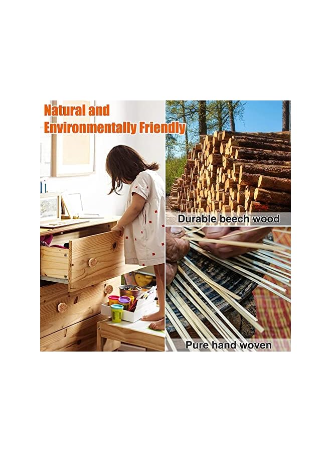 promass 6 Pack Boho Rattan Knobs for Dresser Drawers Durable Beech Wood Drawer Knobs Handmade Wicker Woven Pulls Screws for Nursery Kitchen Furniture Wardrobe Cupboard - Image 4