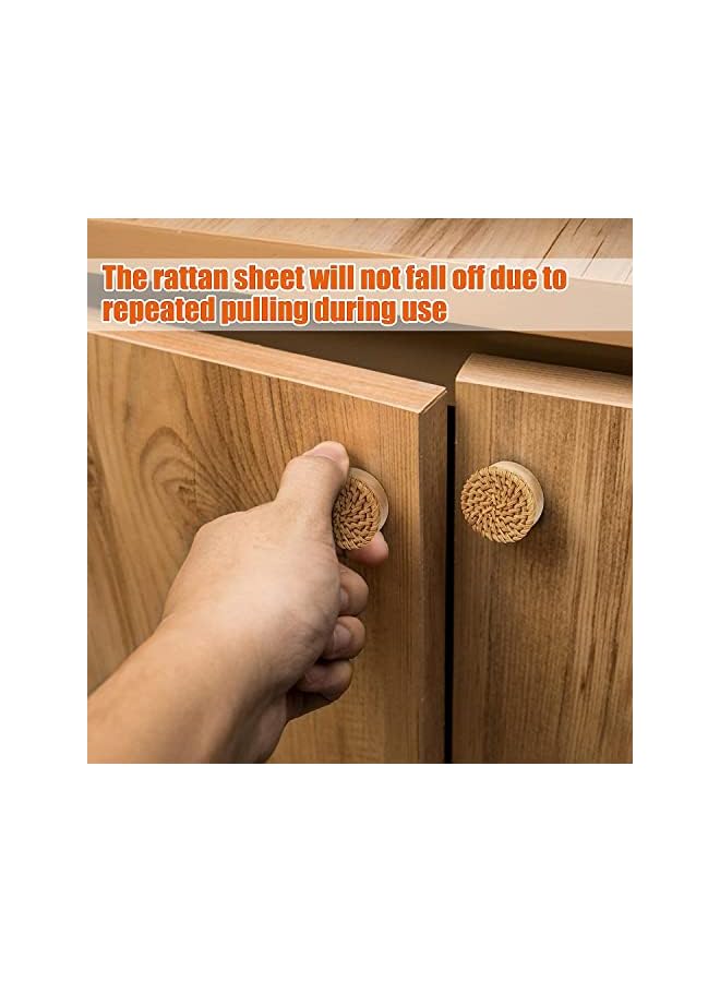promass 6 Pack Boho Rattan Knobs for Dresser Drawers Durable Beech Wood Drawer Knobs Handmade Wicker Woven Pulls Screws for Nursery Kitchen Furniture Wardrobe Cupboard - Image 5
