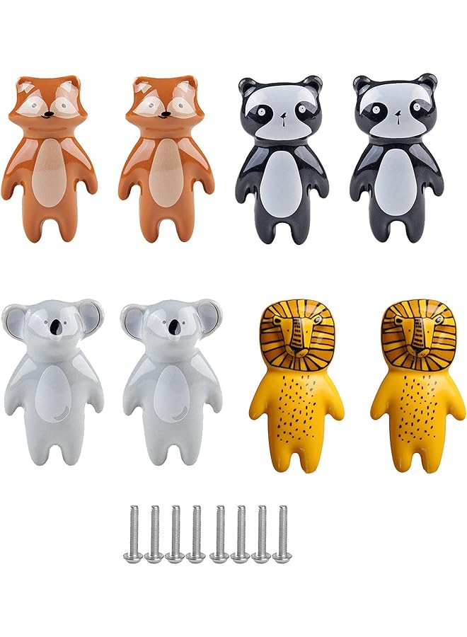 PROMASS Pack Of 8 Knobs For Dresser Drawers,Ceramic Knobs For Cabinets,Animal Drawer Pulls,Multicolor Kids Ceramic Knobs Cabinet Handles Knobs,Dresser Knobs Drawer Cabinet Door Kitchen Wardrobe Pulls Handles