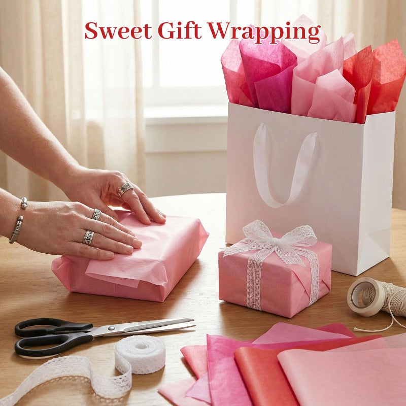 Shindel 120 Sheets Pink Tissue Paper, 20x14 Inch Gift Wrapping Paper for Valentine's Day Gift Bags Wedding Bridal Shower DIY Craft Project - Image 5